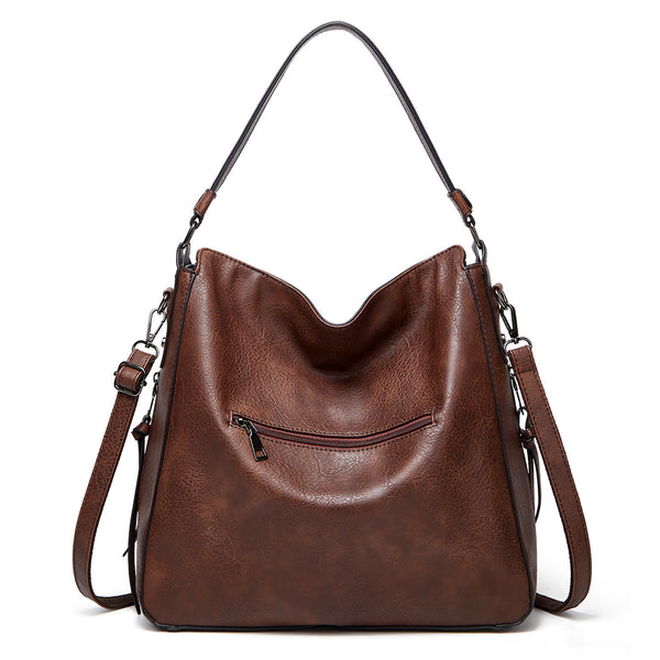 Spacious Stylish PU Leather Tote Shoulder Crossbody Bag Handbag Brown