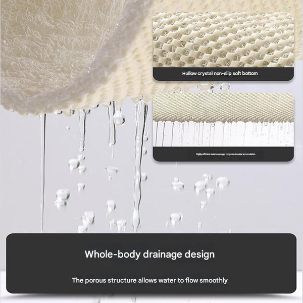 Loofah Style Non Slip PVC Bath Mat 75 x 45cm Leaves Yellow
