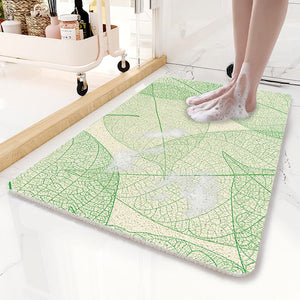 Loofah Style Non Slip PVC Bath Mat 75 x 45cm Leaves Green