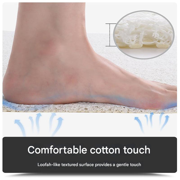 Loofah Style Non Slip PVC Bath Mat 75 x 45cm Leaves Green