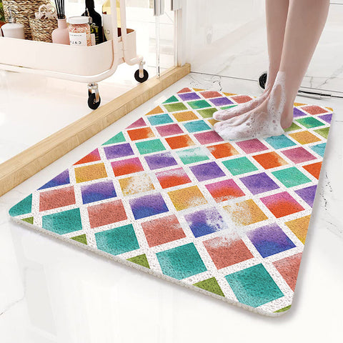 Loofah Style Non Slip PVC Bath Mat 75 x 45cm Diamond Multicolour