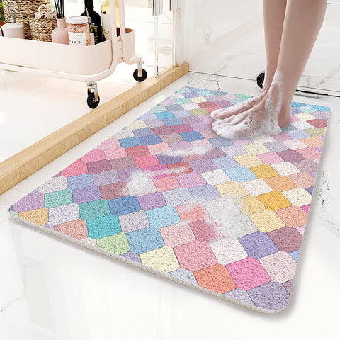Loofah Style Non Slip PVC Bath Mat 80 x 50cm Fish Scale Multicolour