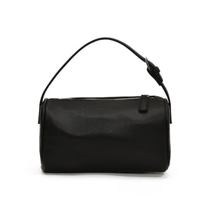 Round Cylindrical Faux PU Leather Shoulder Crossbody Bag Handbag Black