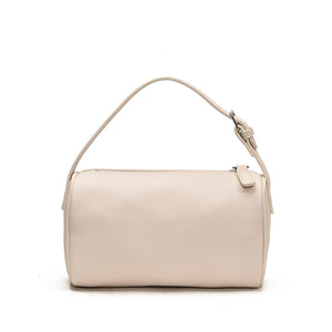 Round Cylindrical Faux PU Leather Shoulder Crossbody Bag Handbag Beige