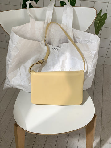 Minimalist Flap Faux PU Leather Crossbody Shoulder Bag Handbag Yellow