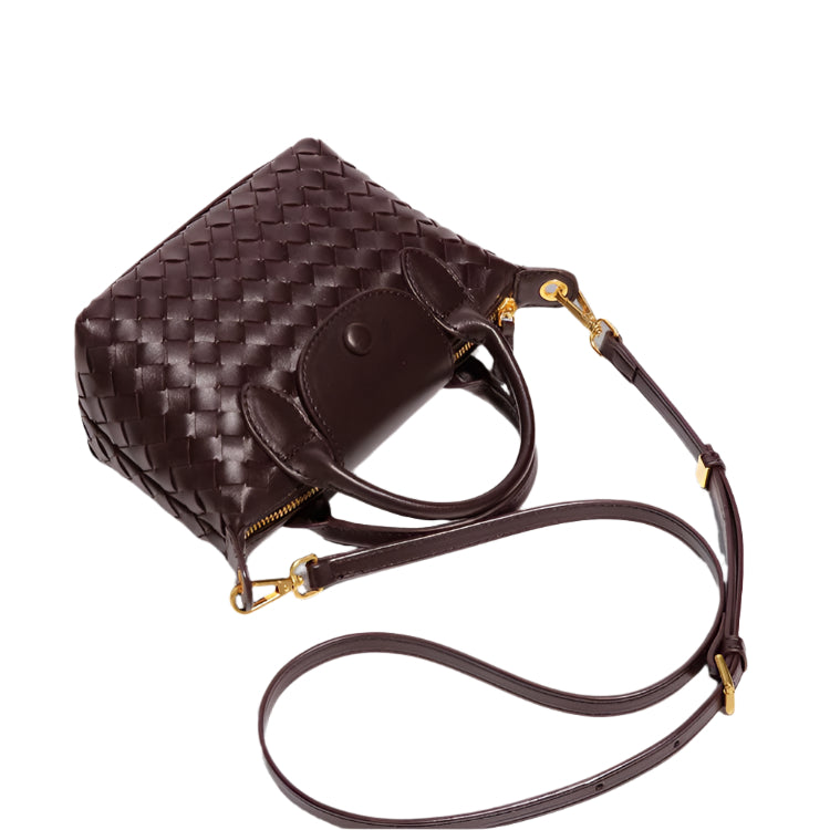 Woven Faux PU Leather Crossbody Shoulder Dumpling Bag Handbag Grape Purple