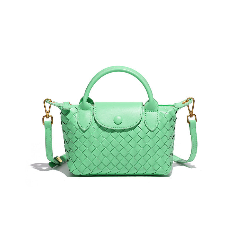 Woven Faux PU Leather Crossbody Shoulder Dumpling Bag Handbag Siren Green