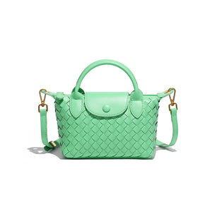 Woven Faux PU Leather Crossbody Shoulder Dumpling Bag Handbag Siren Green