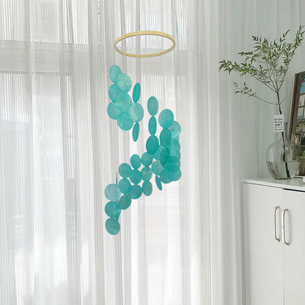 Seashell Wind Chime Windchime Dream Catcher Dreamcatcher Cyan Blue