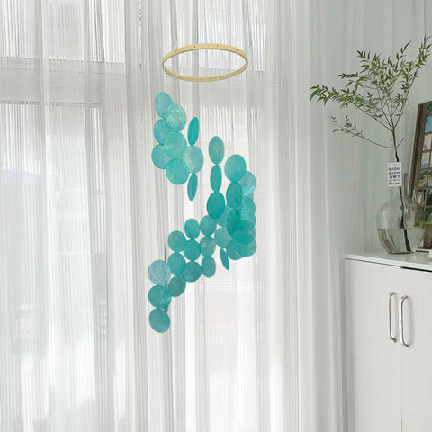 Seashell Wind Chime Windchime Dream Catcher Dreamcatcher Cyan Blue