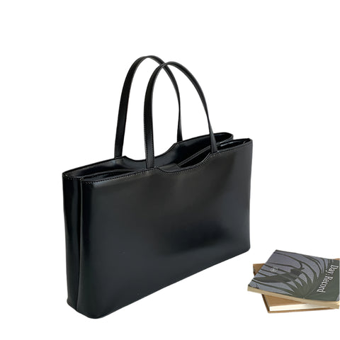 Large Capacity Faux PU Leather Tote Shoulder Bag Handbag Black