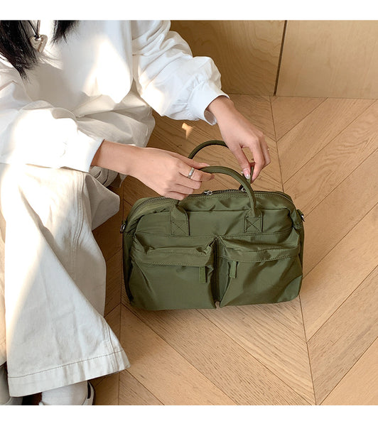 Casual Nylon Tote Crossbody Shoulder Bag Handbag Lightweight Multi Pocket Green
