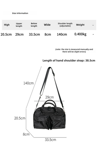 Casual Nylon Tote Crossbody Shoulder Bag Handbag Lightweight Multi Pocket White