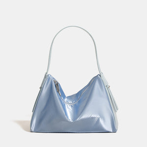 Metallic Look Nylon Underarm Crossbody Shoulder Bag Handbag Pouch Blue