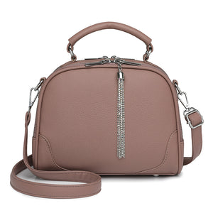 Faux PU Leather Crossbody Shoulder Bag Handbag Tassel Accent Top Handle Cinnamon