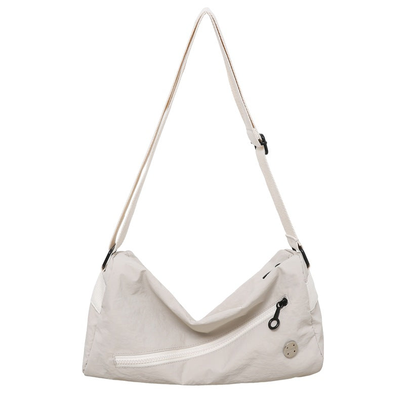 Lightweight Nylon Outer PU Inner Crossbody Shoulder Bag Handbag White