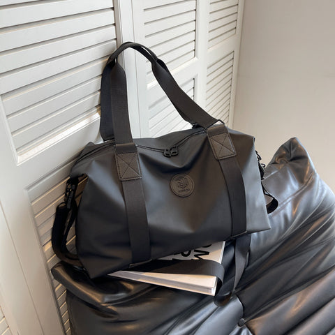 Fabric Duffel Bag Shoulder Strap Handle Work Travel Gym Sports Black