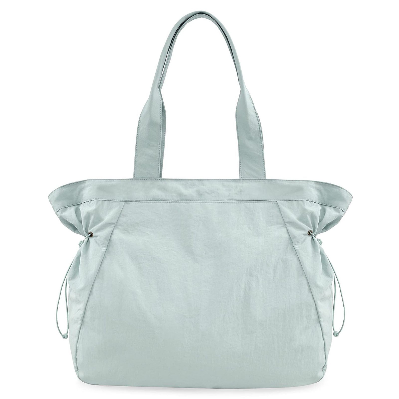 Water Resistant Fabric Tote Bag Drawstring Side Cinch Snap Closure 18L Light Blue