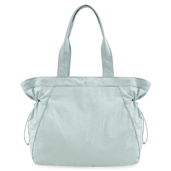 Water Resistant Fabric Tote Bag Drawstring Side Cinch Snap Closure 18L Light Blue