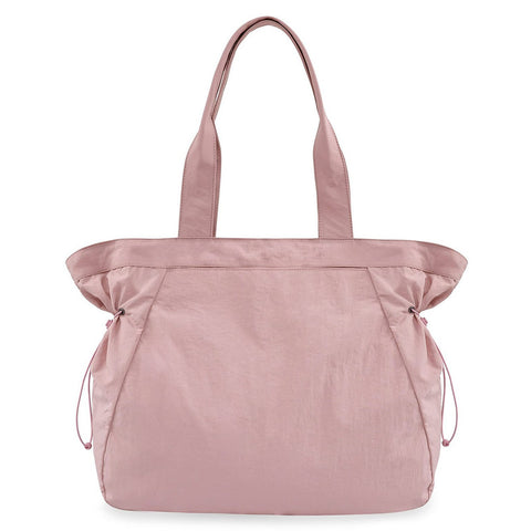 Water Resistant Fabric Tote Bag Drawstring Side Cinch Snap Closure 18L Pink