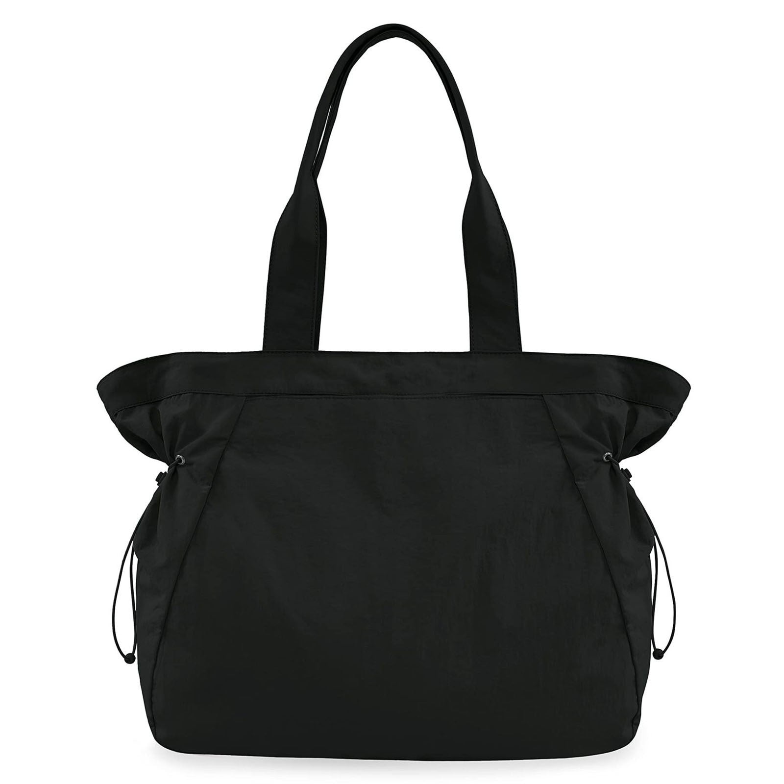 Water Resistant Fabric Tote Bag Drawstring Side Cinch Snap Closure 18L Black