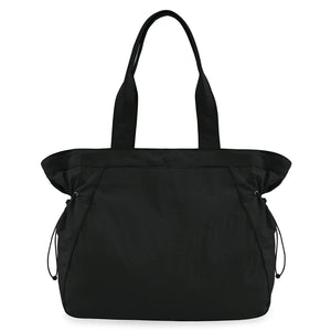 Water Resistant Fabric Tote Bag Drawstring Side Cinch Snap Closure 18L Black