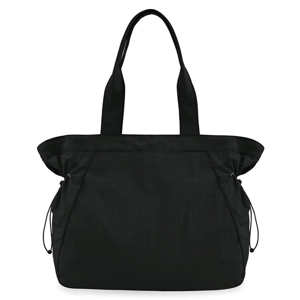 Water Resistant Fabric Tote Bag Drawstring Side Cinch Snap Closure 18L Black