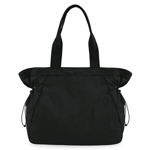 Water Resistant Fabric Tote Bag Drawstring Side Cinch Snap Closure 18L Black