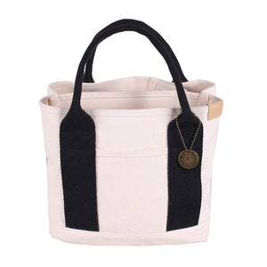Canvas Lunch Tote Bag Handbag Multiple Compartments Pockets White Black