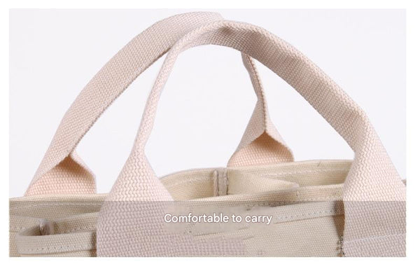 Canvas Lunch Tote Bag Handbag Multiple Compartments Pockets Dark Grey
