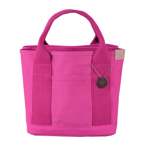 Canvas Lunch Tote Bag Handbag Multiple Compartments Pockets Rose Pink