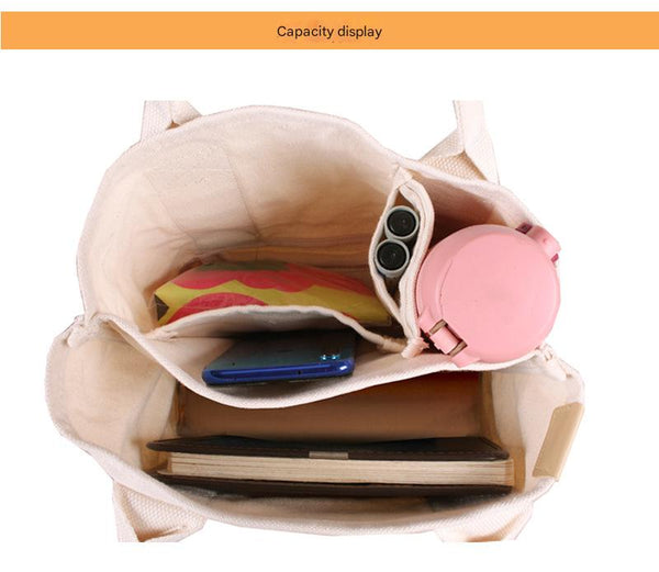 Canvas Lunch Tote Bag Handbag Multiple Compartments Pockets Rose Pink