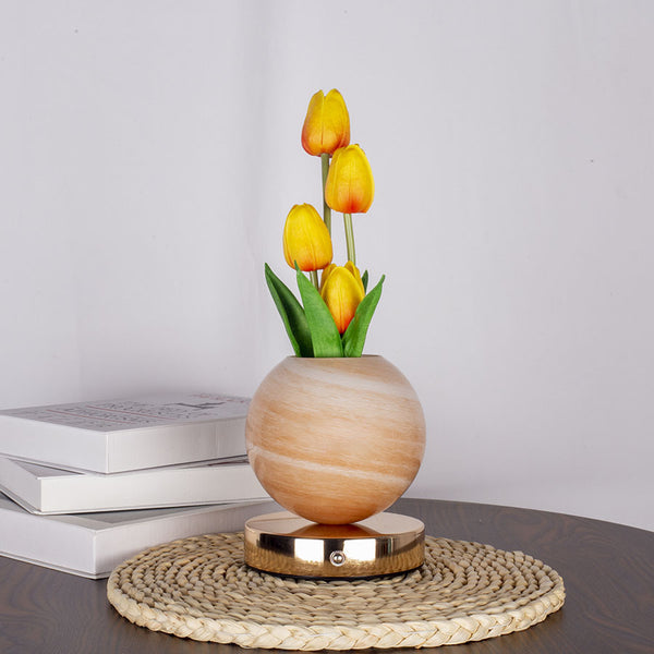 Tulip Crystal Sphere Ball LED Table Night Light Lamp 3 Colour Touch Control Orange