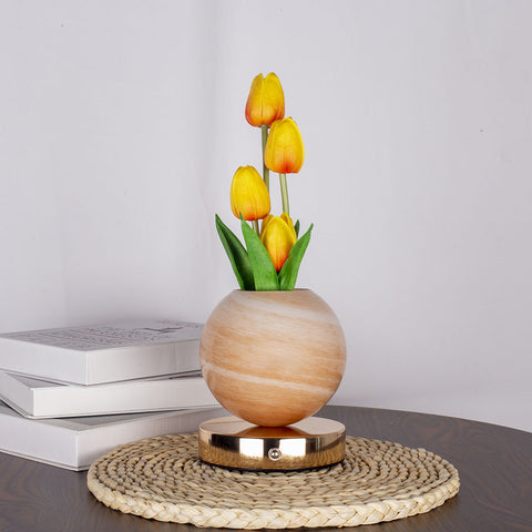 Tulip Crystal Sphere Ball LED Table Night Light Lamp 3 Colour Touch Control Orange