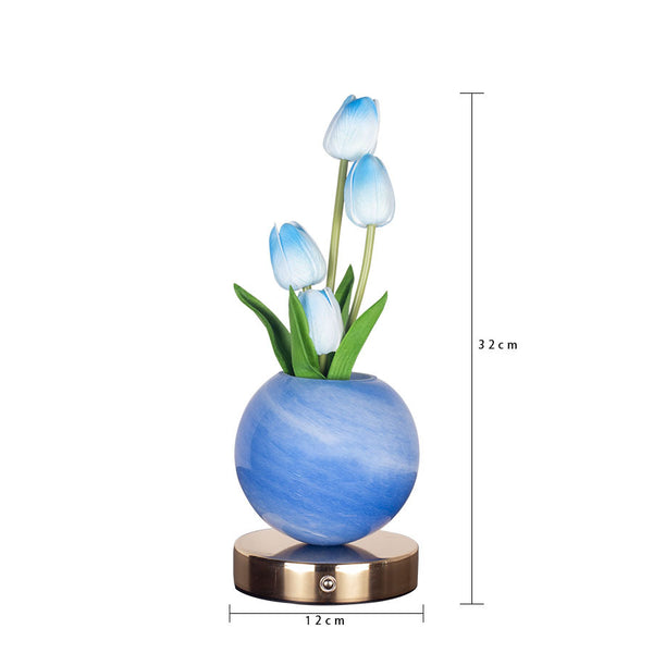 Tulip Crystal Sphere Ball LED Table Night Light Lamp 3 Colour Touch Control Orange