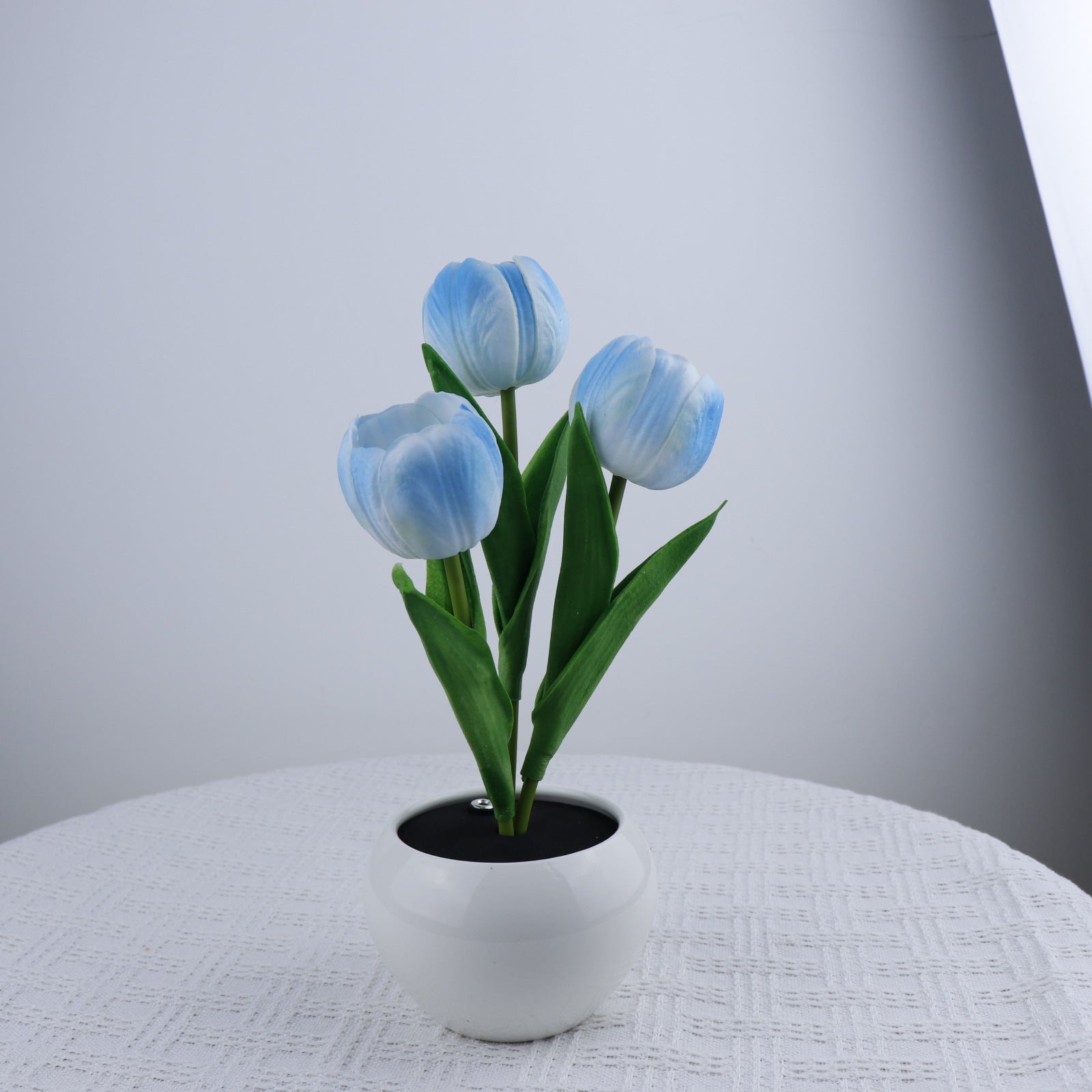 Tulip Flowers Ceramic Pot USB Bedside Table Night Light Lamp 20cm Blue