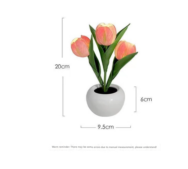 Tulip Flowers Ceramic Pot USB Bedside Table Night Light Lamp 20cm White