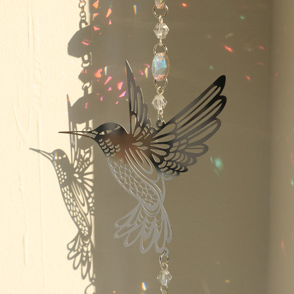 2 x Hummingbird Metal Suncatcher Crystal Accents Window Wall Indoor Hanging Ornament