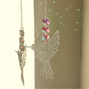 2 x Hummingbird Metal Suncatcher Crystal Accents Window Wall Indoor Hanging Ornament