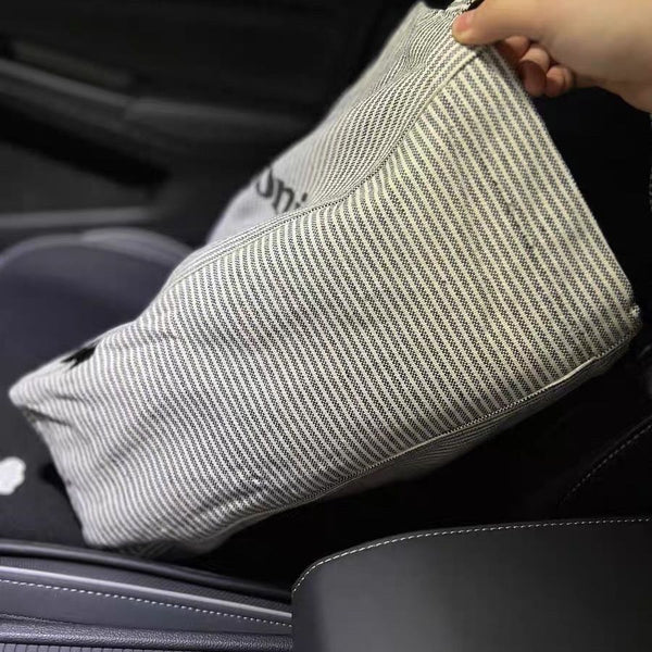 Vertical Striped Canvas Tote Shoulder Bag Casual Shopping 28 x 35 x 15cm