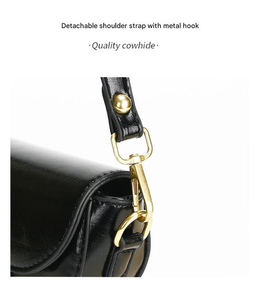 Faux PU Leather Saddle Crossbody Underam Shoulder Bag Wide Guitar Strap Black