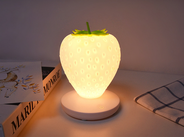 Strawberry Silicone Nursery Bedside LED Night Light Touch Control USB White
