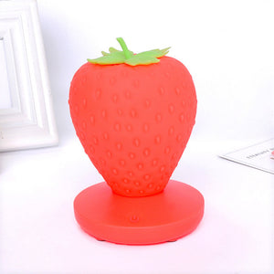 Strawberry Silicone Nursery Bedside LED Night Light Touch Control USB Red