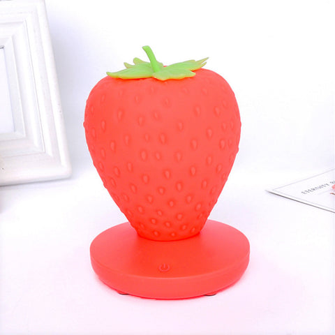 Strawberry Silicone Nursery Bedside LED Night Light Touch Control USB Red