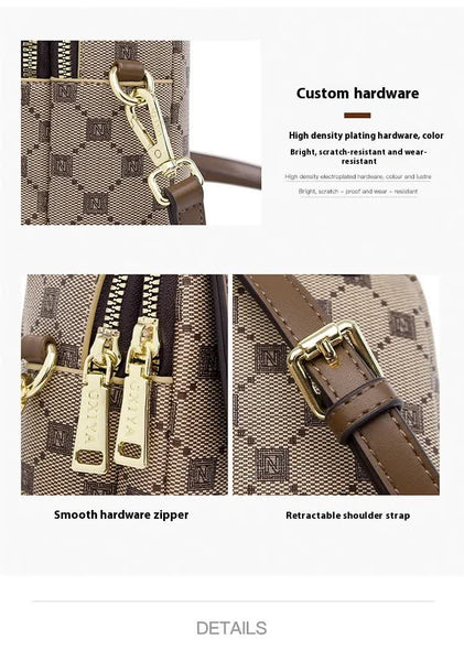 PU Leather Crossbody Phone Shoulder Bag Handbag Headphone Port Coffee Brown
