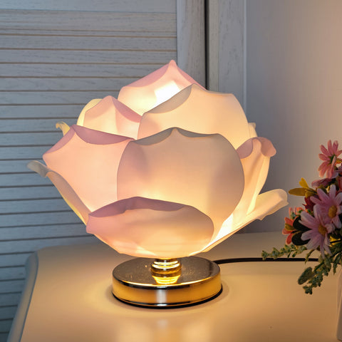 Lotus Flower Bedside Side Table Lamp Light Pink