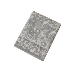 Wool Blend Circles Jacquard Throw Blanket Rug 120 x 150cm Grey