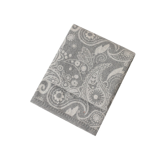 Wool Blend Circles Jacquard Throw Blanket Rug 120 x 150cm Grey