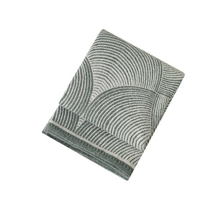 Wool Blend Circles Jacquard Throw Blanket Rug 120 x 150cm Green
