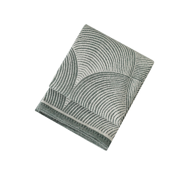 Wool Blend Circles Jacquard Throw Blanket Rug 120 x 150cm Green